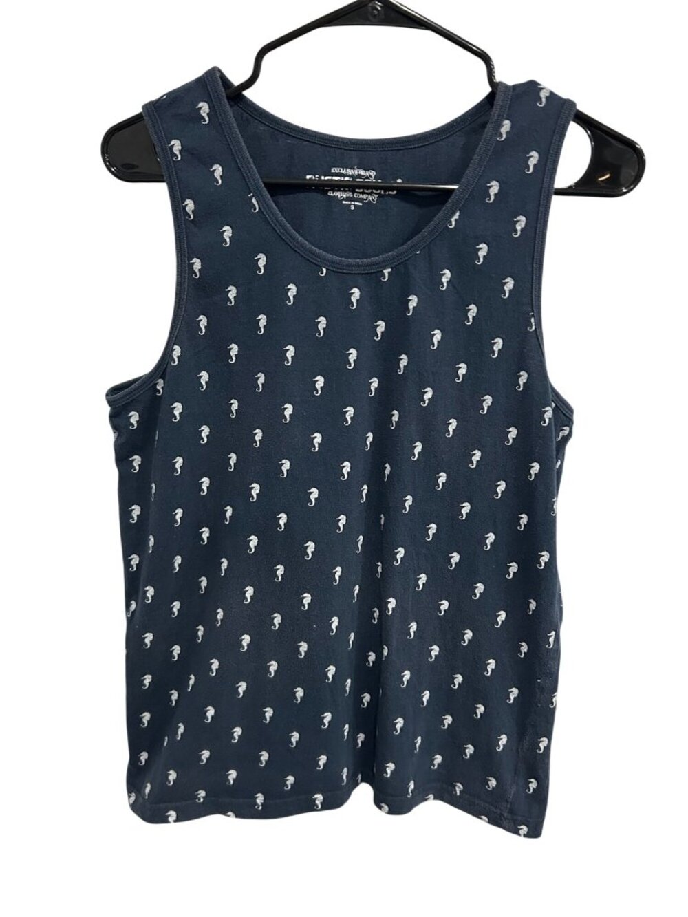 Rustic Souls Mens Navy Blue Seahorse Sleeveless Tank Top Size S Coastal Nautical